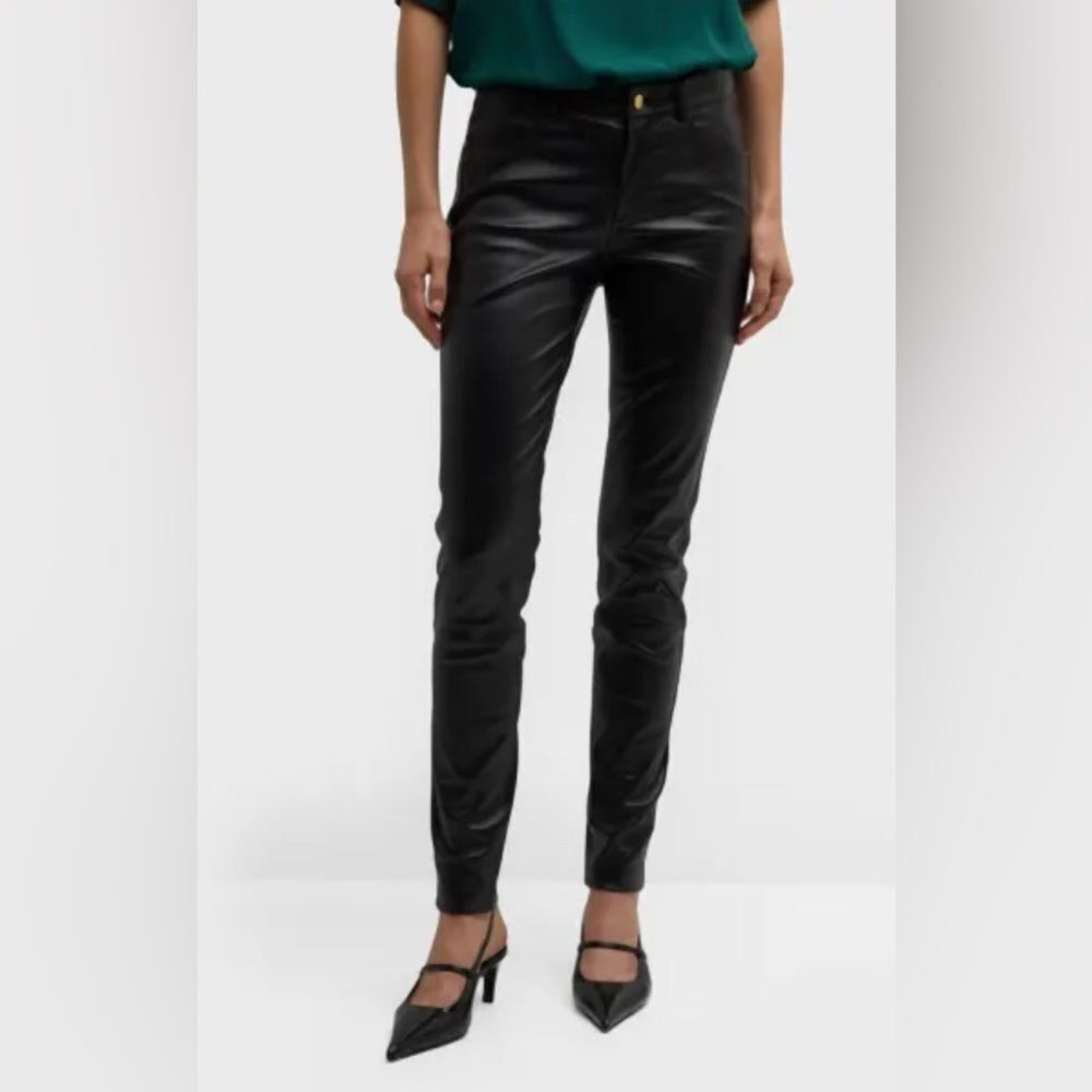 Lafayette 148 New York Spruce  Mercer Skinny Leg Leather Pants Size 6